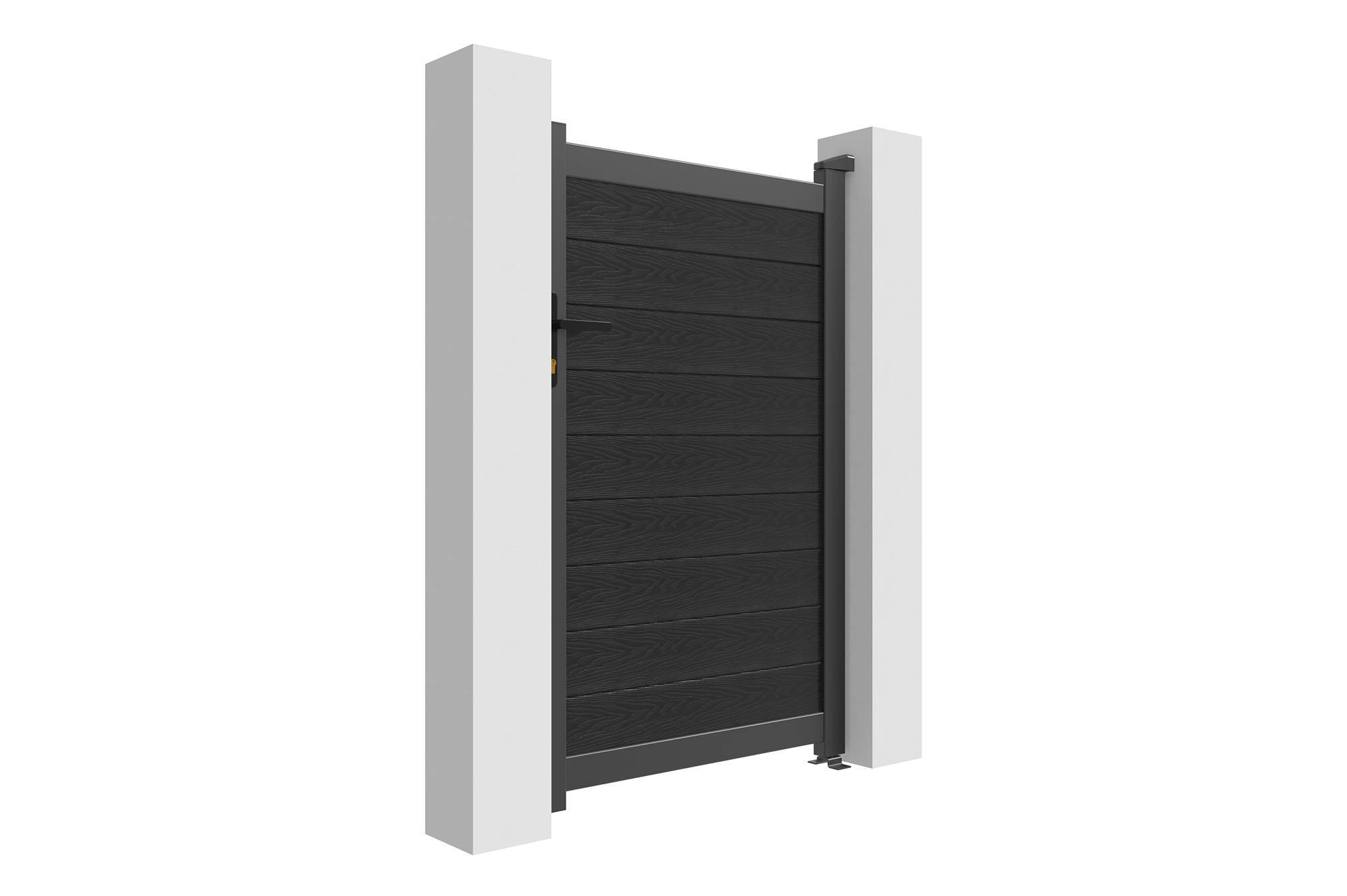 Casanoov Portillon bois composite 1m ATHOS H.160cm gris anthracite avec cadre aluminium + 2 poteaux EIFEL aluminium 10x10cm 160 x 350 cm Anthracite - Image 6