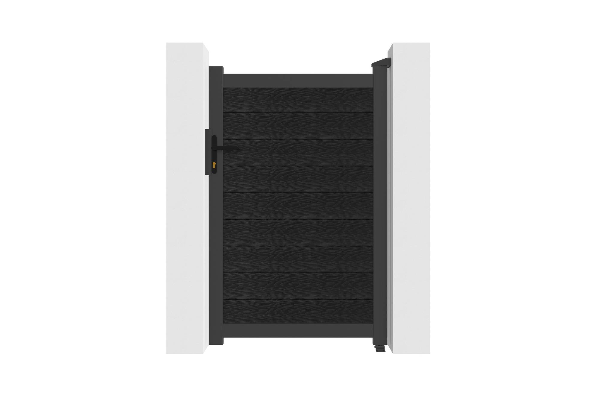 Casanoov Portillon bois composite 1m ATHOS H.160cm gris anthracite avec cadre aluminium + 2 poteaux EIFEL aluminium 10x10cm 160 x 350 cm Anthracite - Image 5