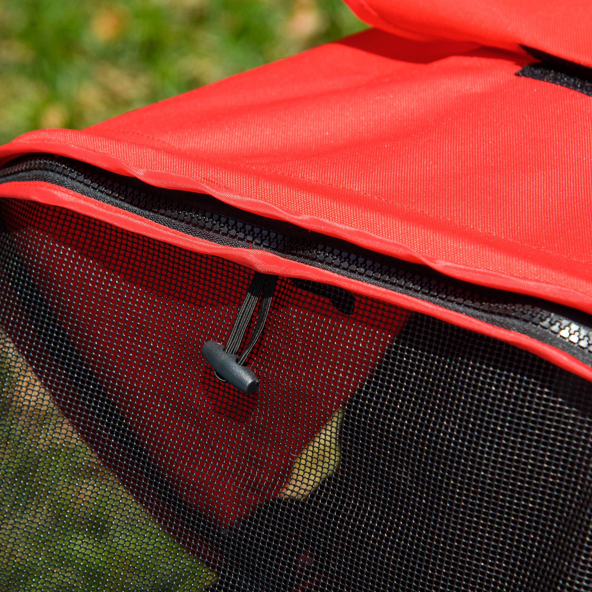 Poussette pliable pour chien et chat à 3 roues, tissu oxford, rouge et noir, dimensions 109,5 x 54,5 x 106,5 cm - Image 8