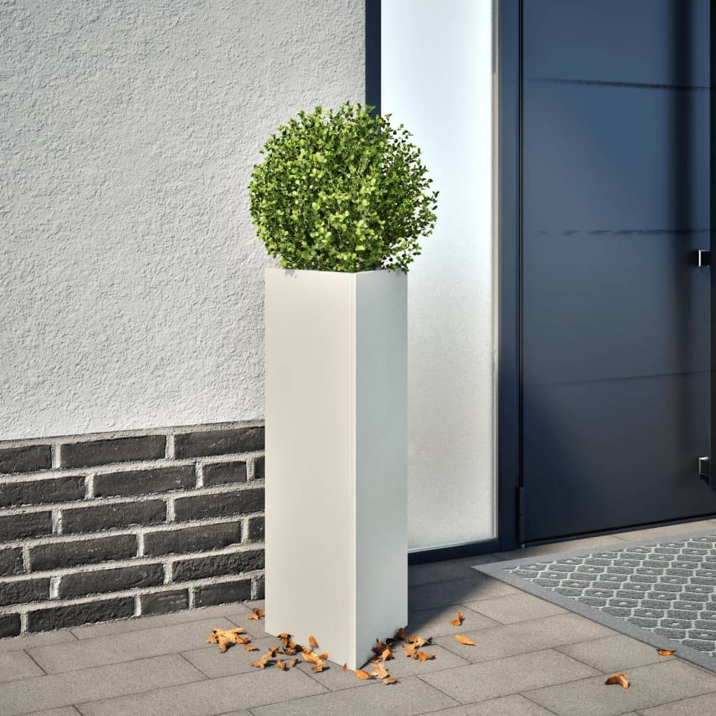 Jardinière triangulaire acier blanc 30 x 26 x 75 cm - PANGIVO - Image 1
