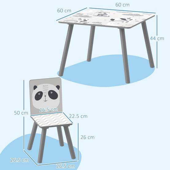 Petite table et 2 chaises enfant 3-8 ans MDF et pin, gris - Image 5