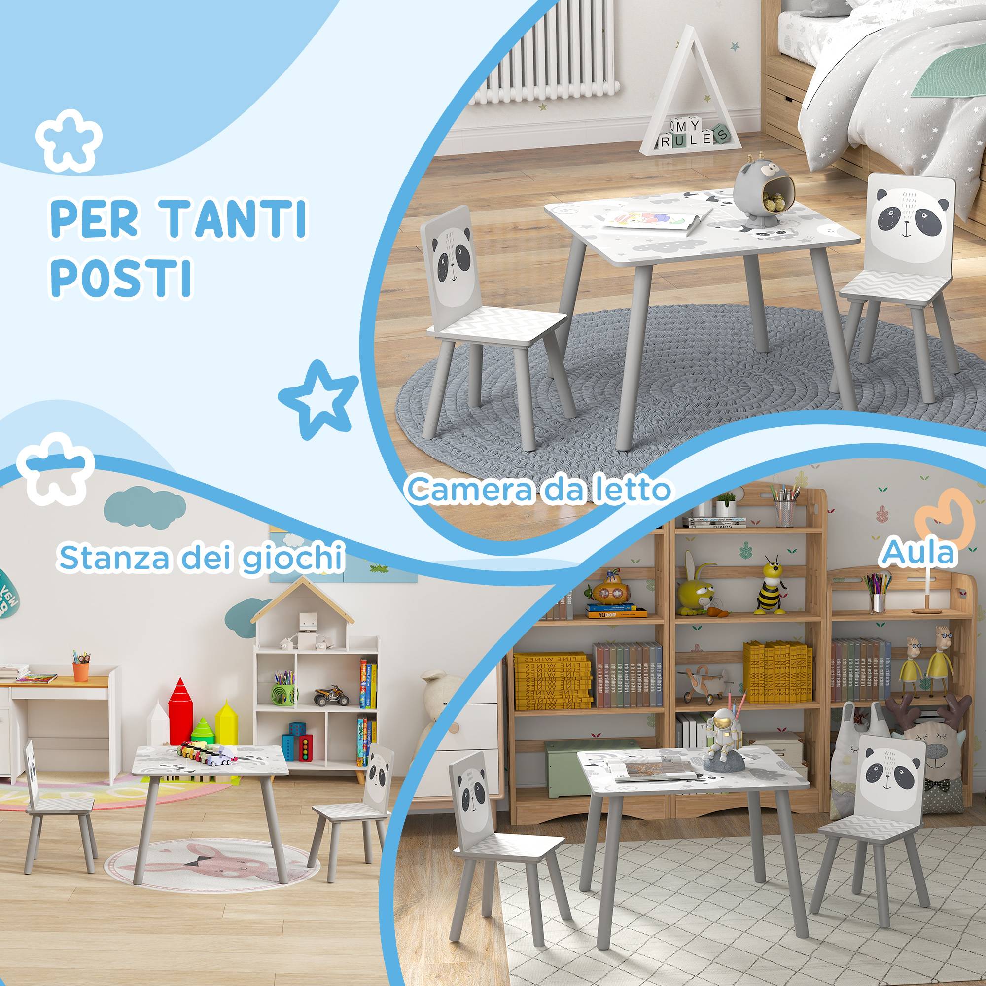 Petite table et 2 chaises enfant 3-8 ans MDF et pin, gris - Image 8
