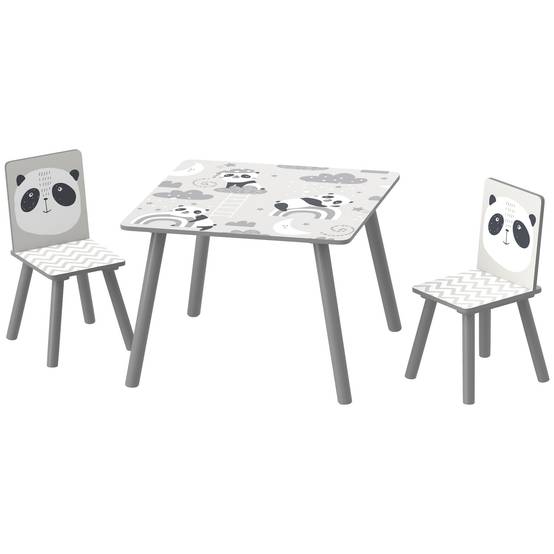 Petite table et 2 chaises enfant 3-8 ans MDF et pin, gris - Image 2