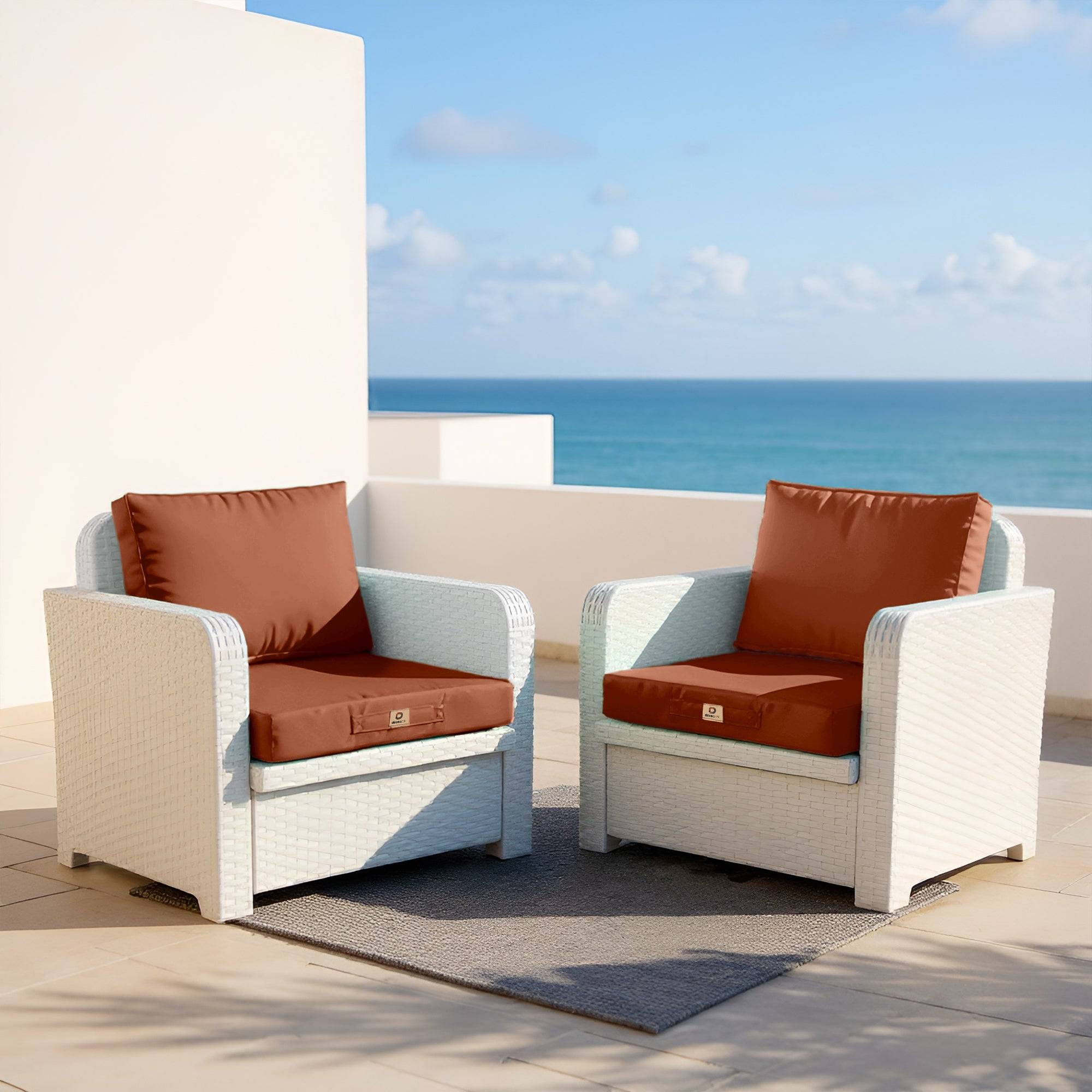Coussins pour salon de jardin déhoussable 50x50cm Terracotta - Déco arts - Image 2