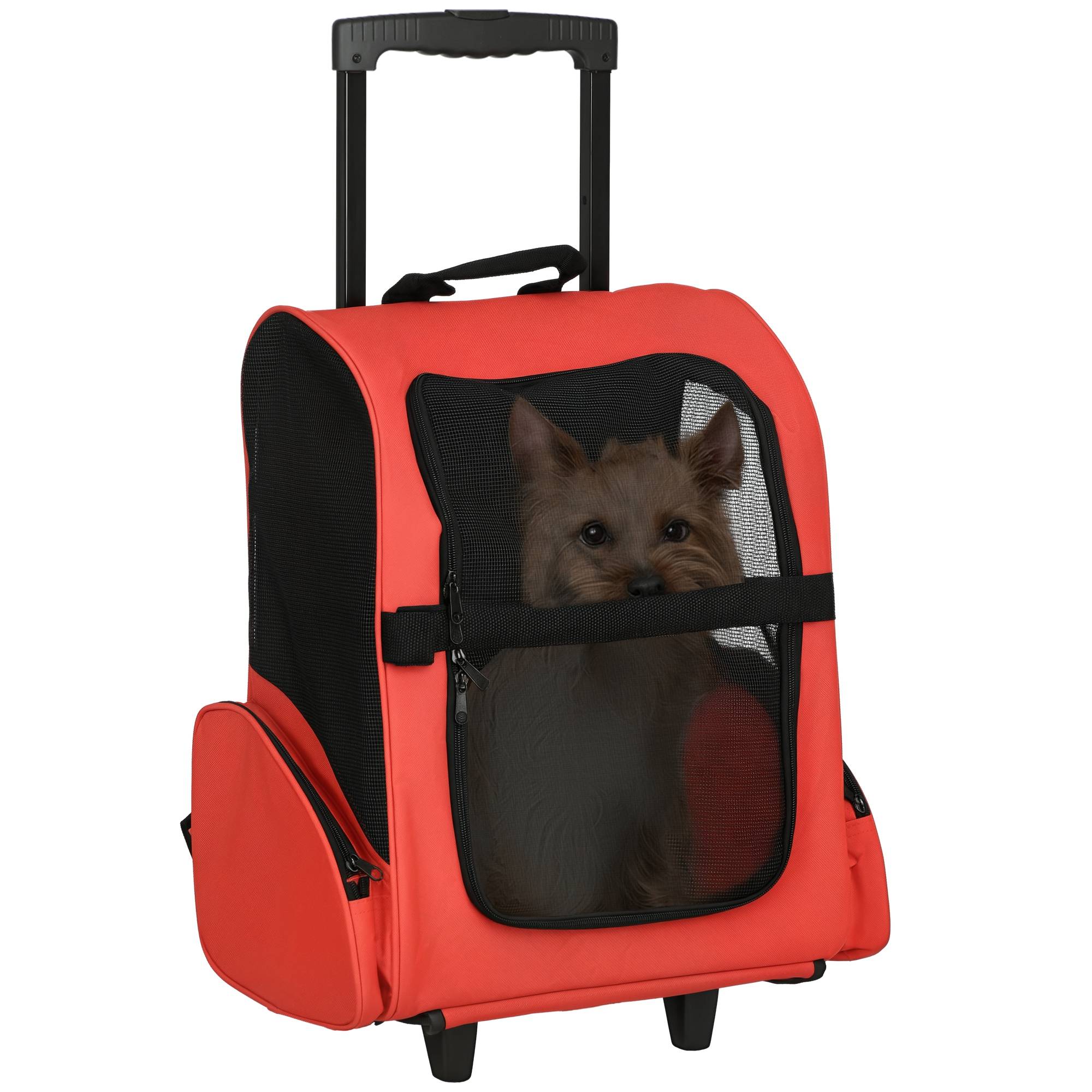 Sac à dos/poussette 2 en 1 pour chien et chat, 42 x 25 x 55 cm, rouge - Image 1