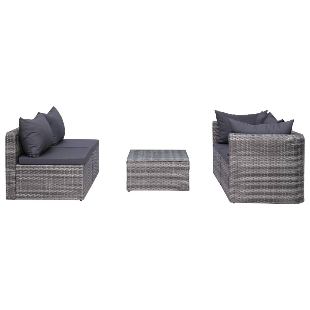 Helloshop26 - Salon de jardin meuble d'extérieur ensemble de mobilier 7 pièces avec coussins résine tressée gris - Imagen 5