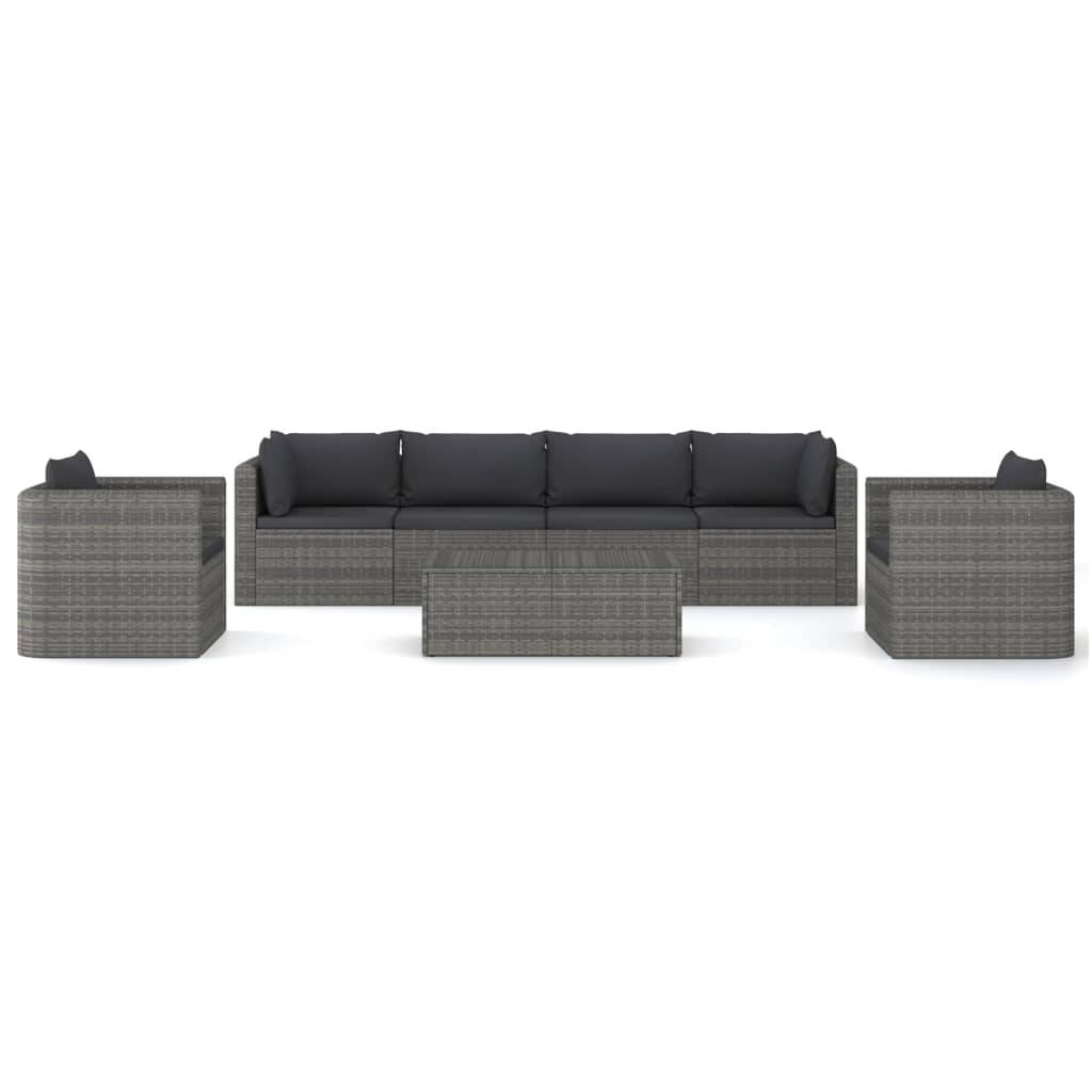 Helloshop26 - Salon de jardin meuble d'extérieur ensemble de mobilier 7 pièces avec coussins résine tressée gris - Imagen 2