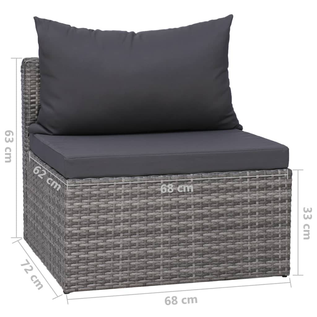 Helloshop26 - Salon de jardin meuble d'extérieur ensemble de mobilier 7 pièces avec coussins résine tressée gris - Imagen 7
