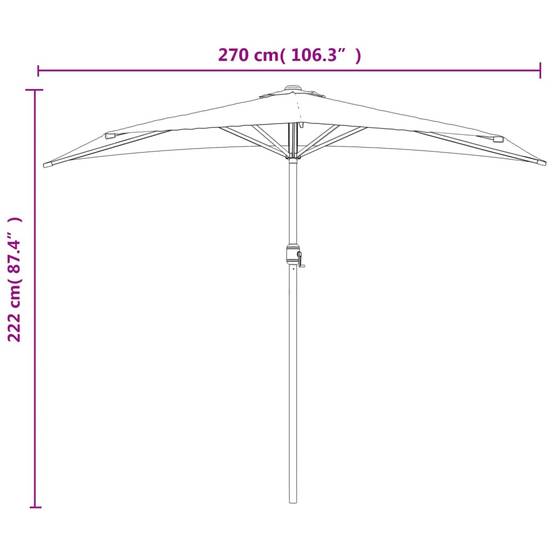 Helloshop26 - Parasol demi de balcon et mât en aluminium 270 x 135cm anthracite - Image 6