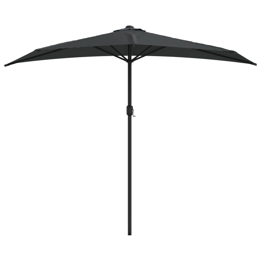 Helloshop26 - Parasol demi de balcon et mât en aluminium 270 x 135cm anthracite - Image 2