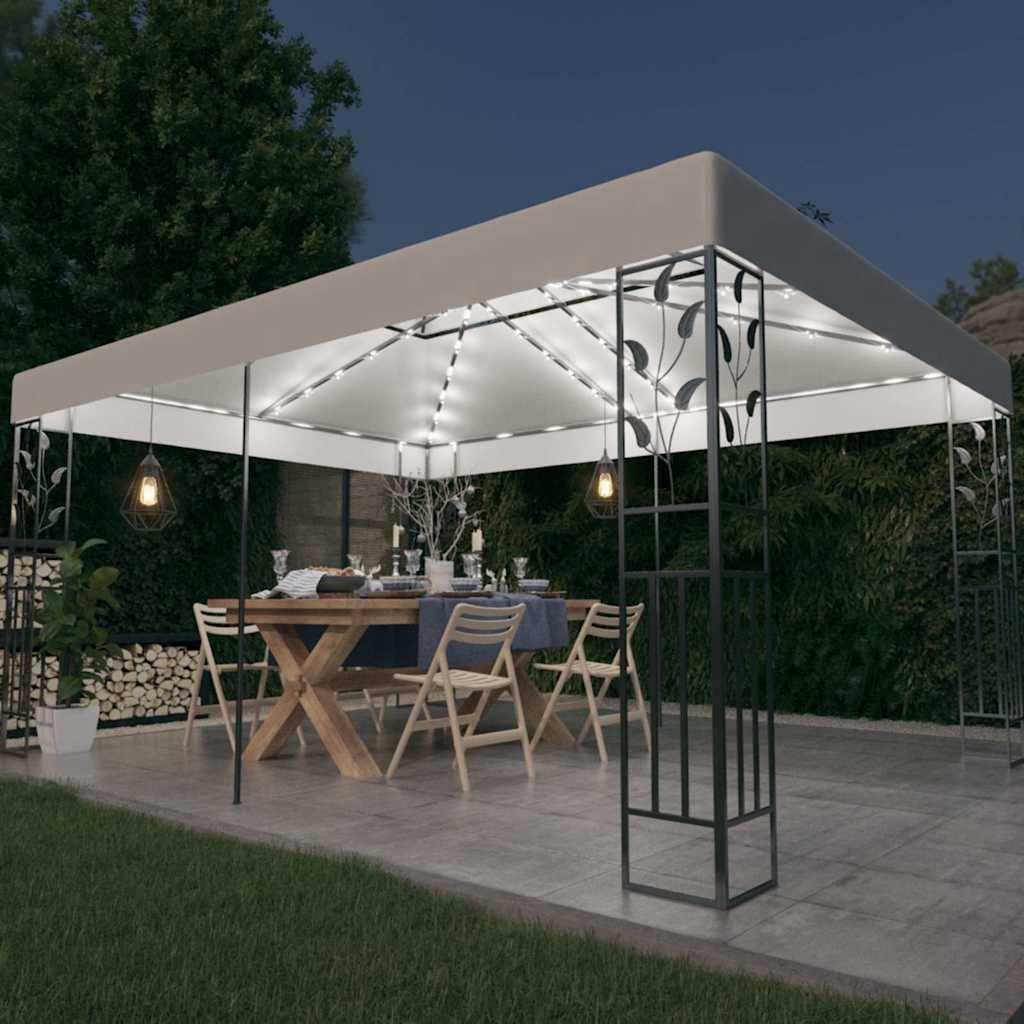 Tonnelle Aluminium Blanc avec LED 3 x 4 x 2.73 m - PANGIVO - Image 1