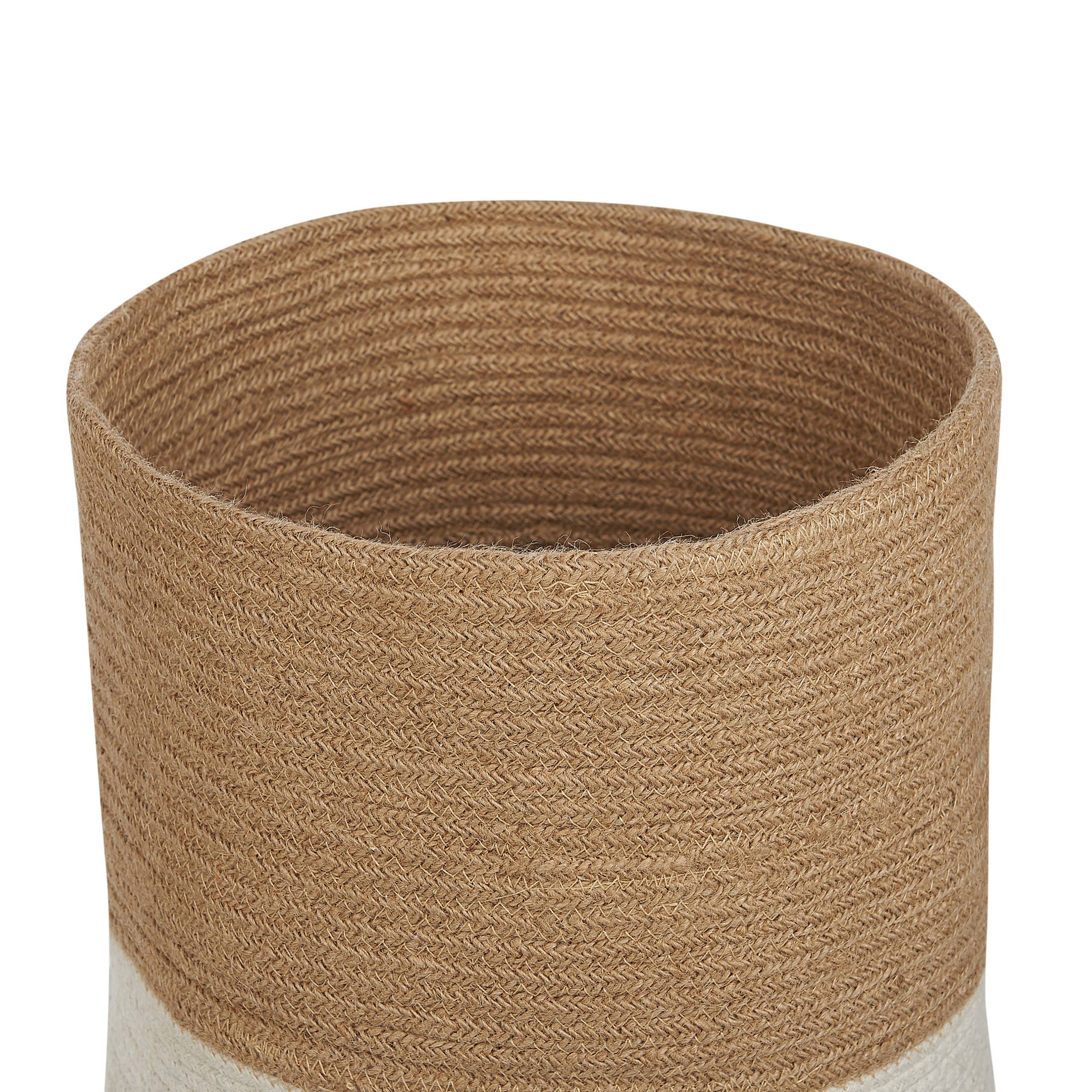 Beliani - Paniers Beige et Blanc en Jute Rond 34/37 cm Corbeille à Linge Tressée Rangement pour Intérieur Minimaliste Boîte Lot de 2 - Imagen 4