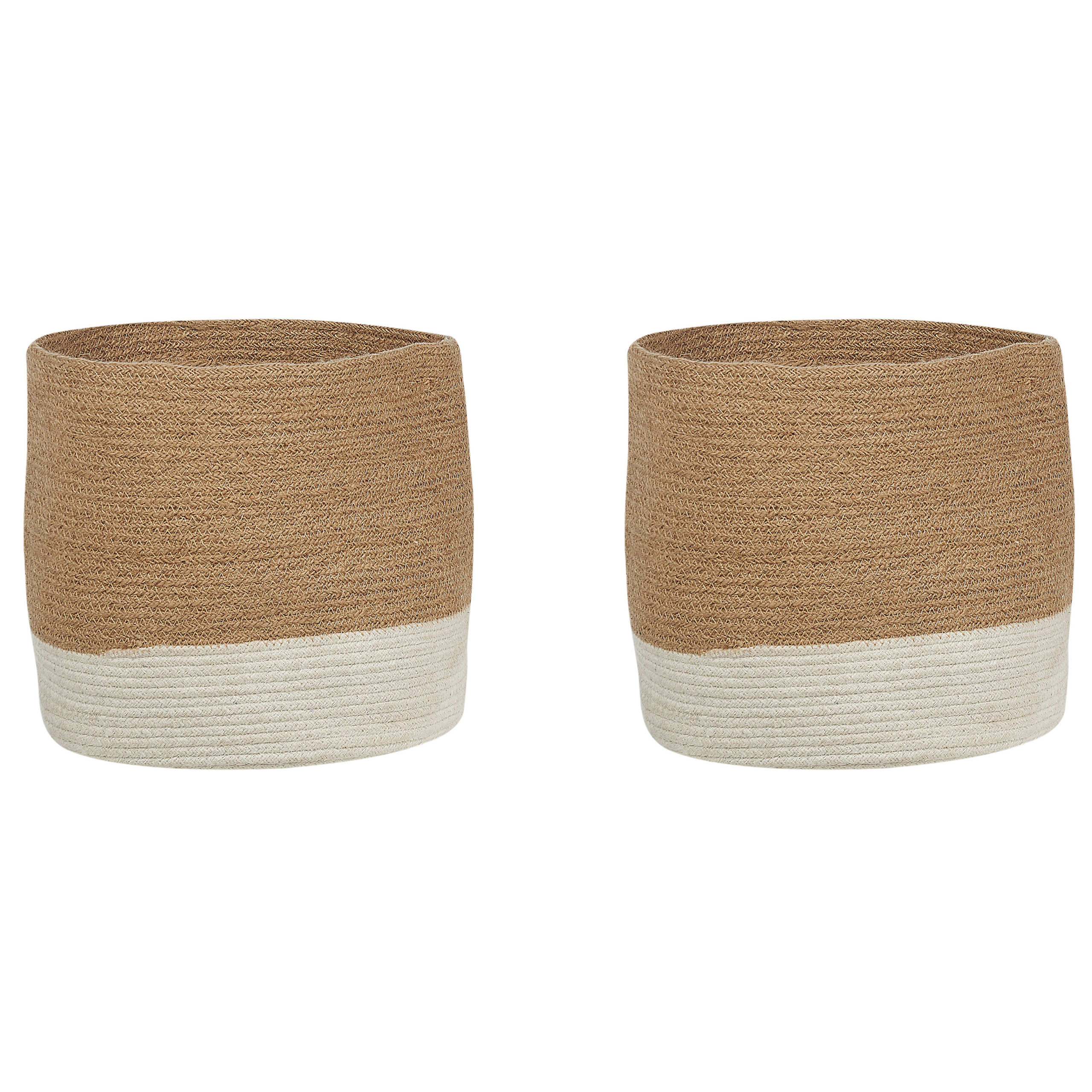 Beliani - Paniers Beige et Blanc en Jute Rond 34/37 cm Corbeille à Linge Tressée Rangement pour Intérieur Minimaliste Boîte Lot de 2 - Imagen 1