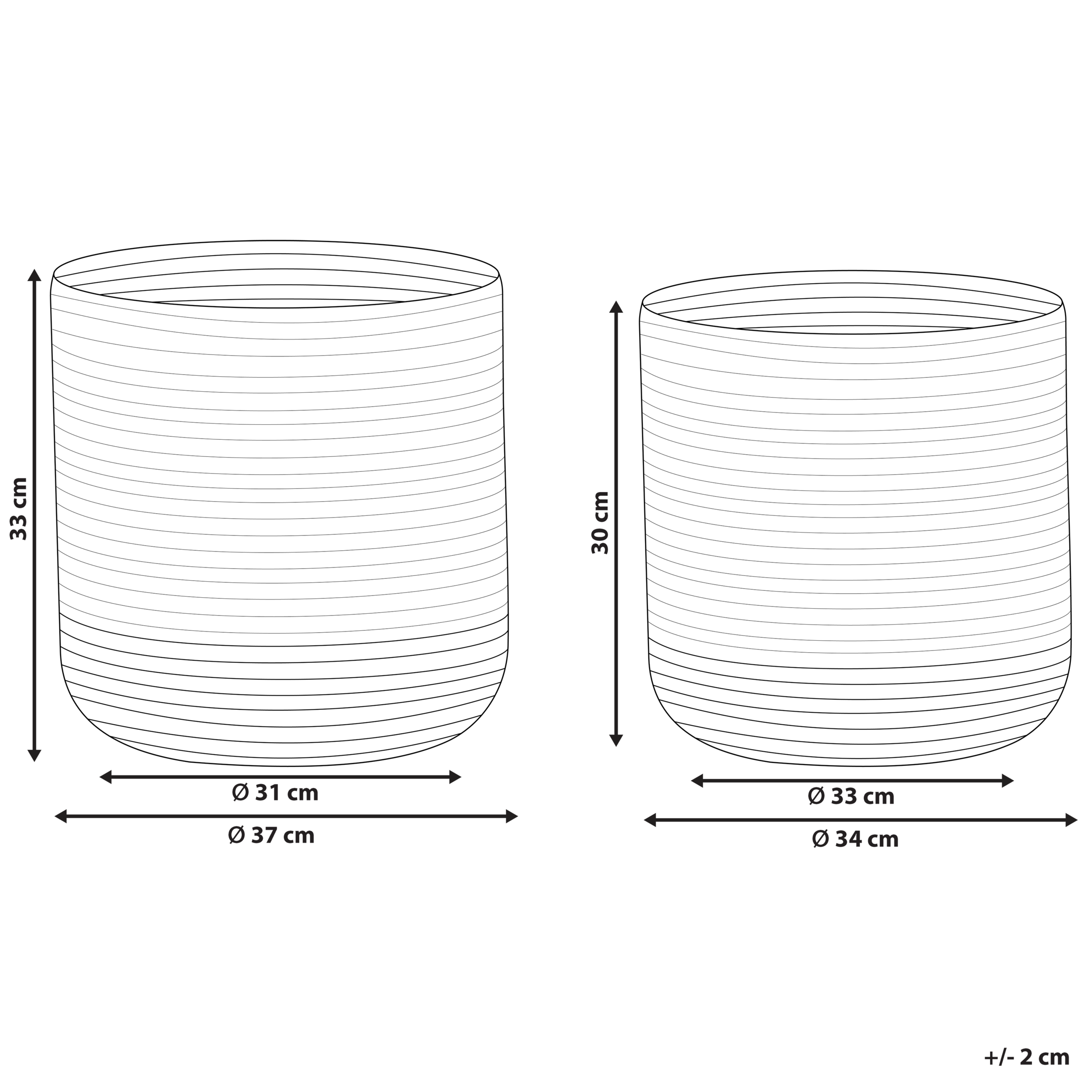 Beliani - Paniers Beige et Blanc en Jute Rond 34/37 cm Corbeille à Linge Tressée Rangement pour Intérieur Minimaliste Boîte Lot de 2 - Imagen 3