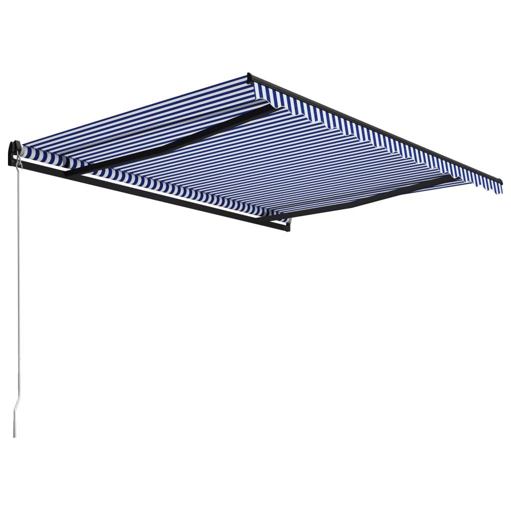 Auvent Rétractable Manuel Aluminium Balcon Protection Solaire 450x300cm Bleu/Blanc - ComfortXL Outdoor Living - Image 3