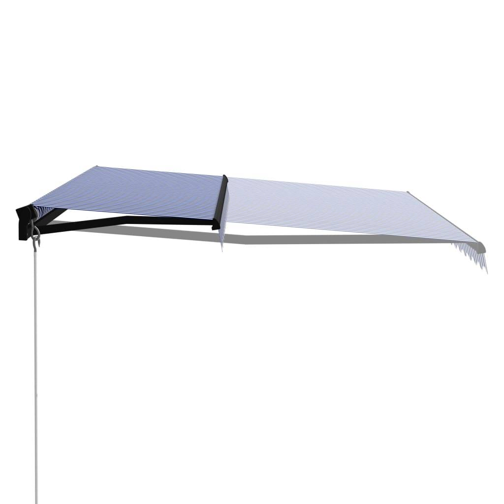 Auvent Rétractable Manuel Aluminium Balcon Protection Solaire 450x300cm Bleu/Blanc - ComfortXL Outdoor Living - Image 2