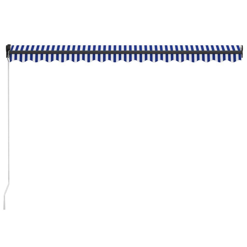 Auvent Rétractable Manuel Aluminium Balcon Protection Solaire 450x300cm Bleu/Blanc - ComfortXL Outdoor Living - Image 4