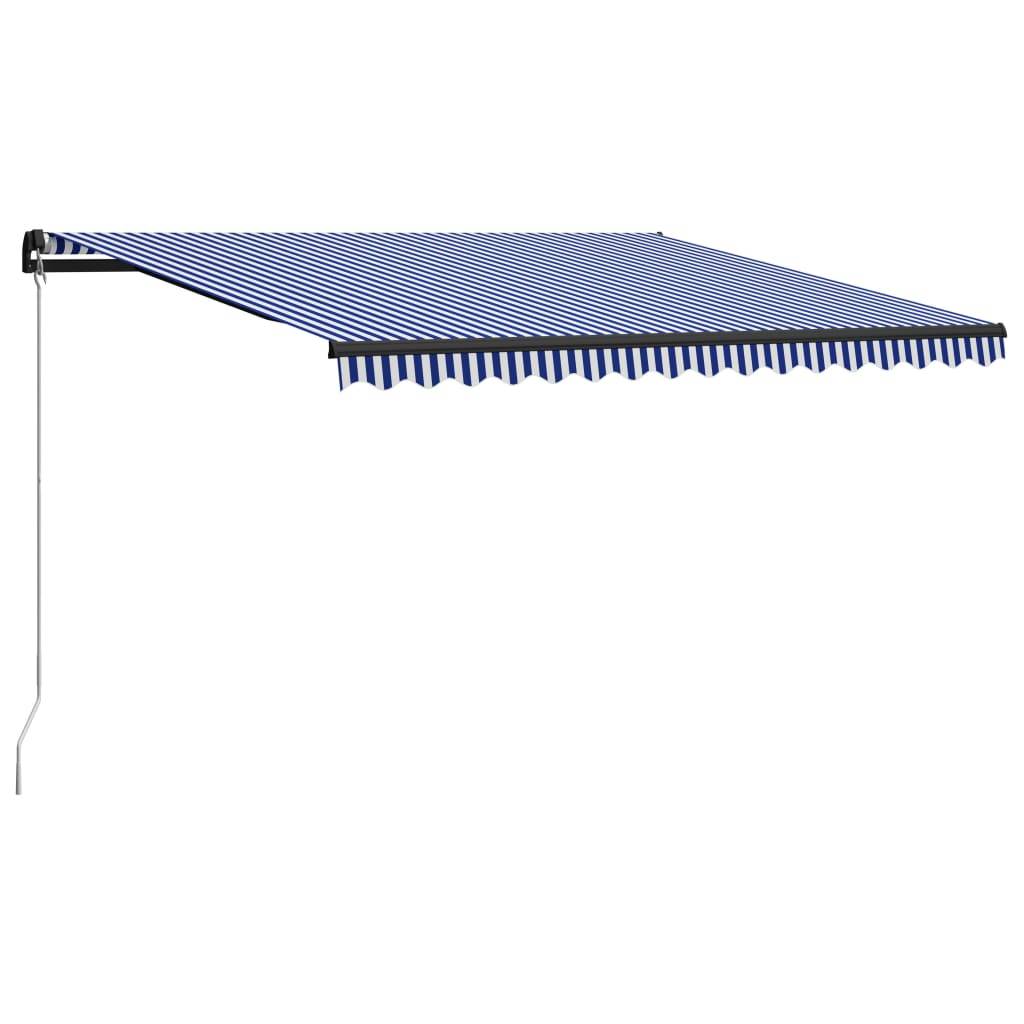 Auvent Rétractable Manuel Aluminium Balcon Protection Solaire 450x300cm Bleu/Blanc - ComfortXL Outdoor Living - Image 1