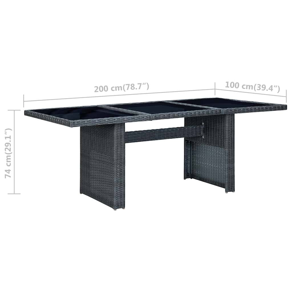 PANGIVO - Table de jardin résine tressée et verre gris foncé 200 x 100 x 74 cm - PANGIVO - Image 5