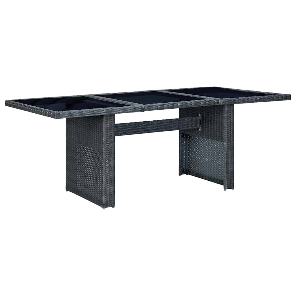 PANGIVO - Table de jardin résine tressée et verre gris foncé 200 x 100 x 74 cm - PANGIVO - Image 1