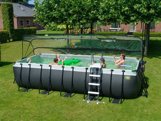 Exit Toys - Piscine tubulaire Black Leather rectangulaire 5,40 x 2,50 x 1,22 m avec dôme - Exit Toys - Image 1