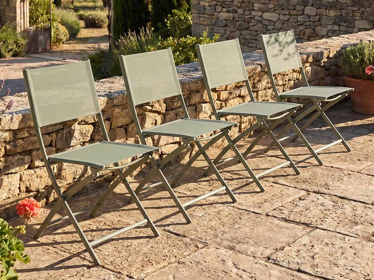 Hesperide - Lot de 4 chaises de jardin pliante métal Modula Laurier - Hesperide - Image 2