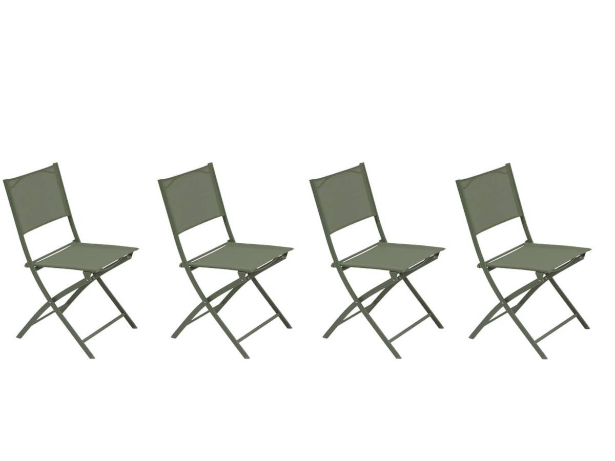 Hesperide - Lot de 4 chaises de jardin pliante métal Modula Laurier - Hesperide - Image 1