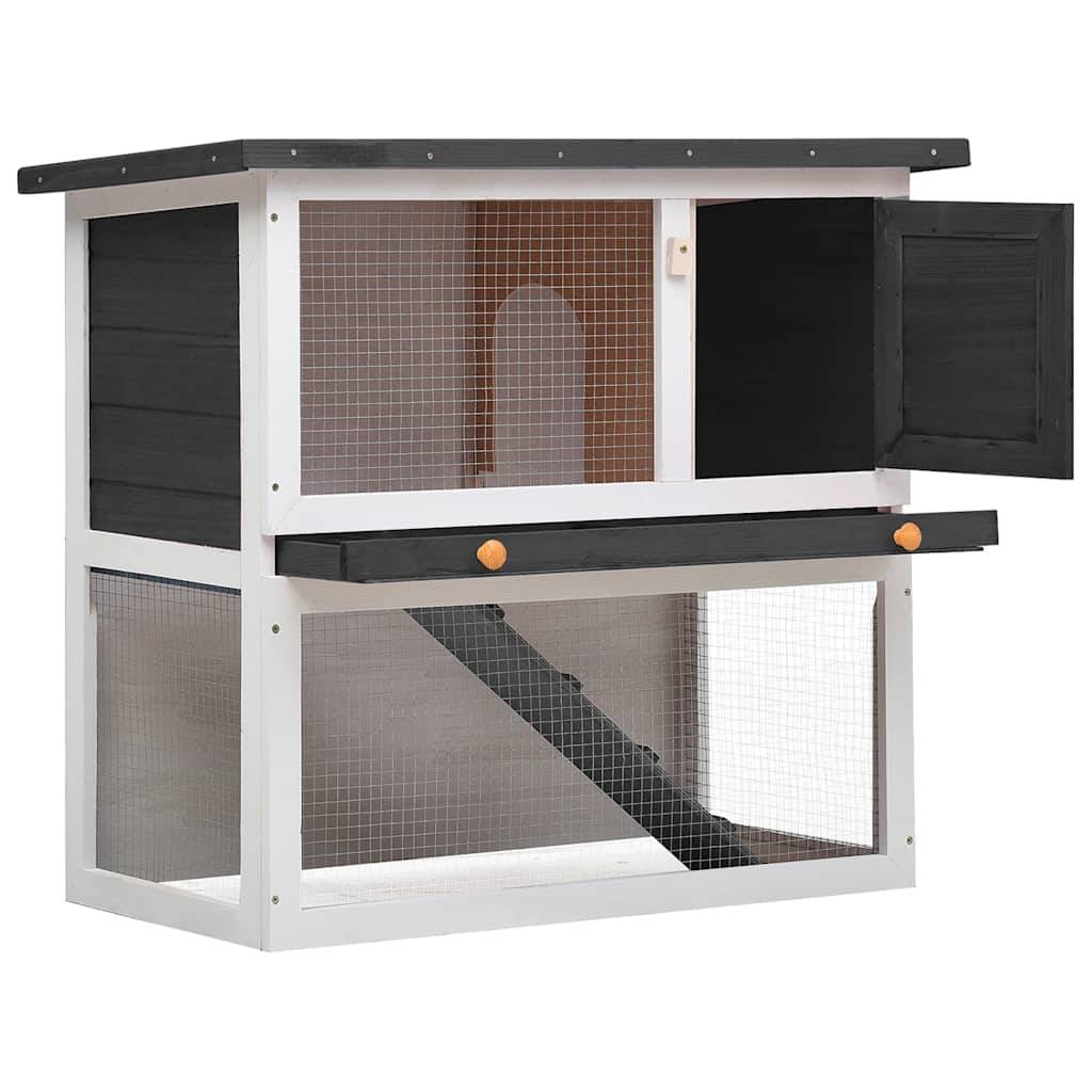Vidaxl - Clapier d'extérieur 1 porte Gris Bois vidaXL 170831 - Imagen 2