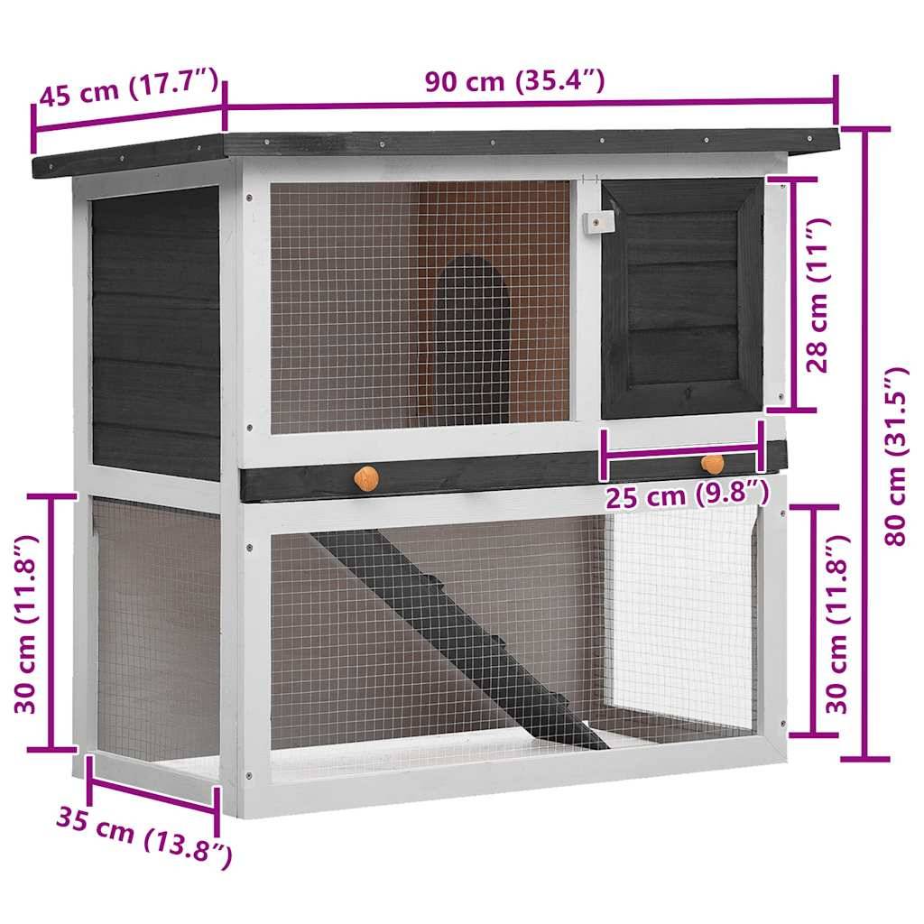 Vidaxl - Clapier d'extérieur 1 porte Gris Bois vidaXL 170831 - Imagen 3
