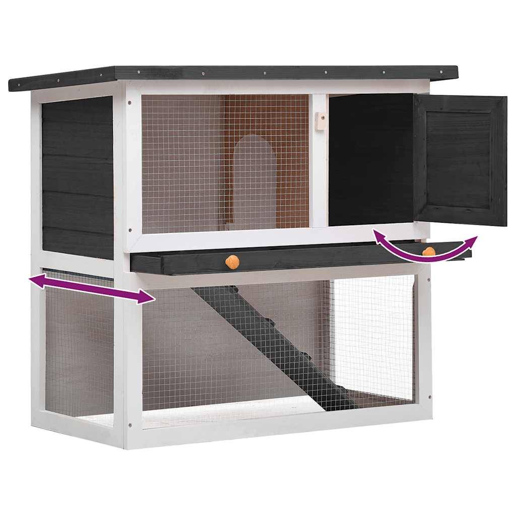 Vidaxl - Clapier d'extérieur 1 porte Gris Bois vidaXL 170831 - Imagen 6