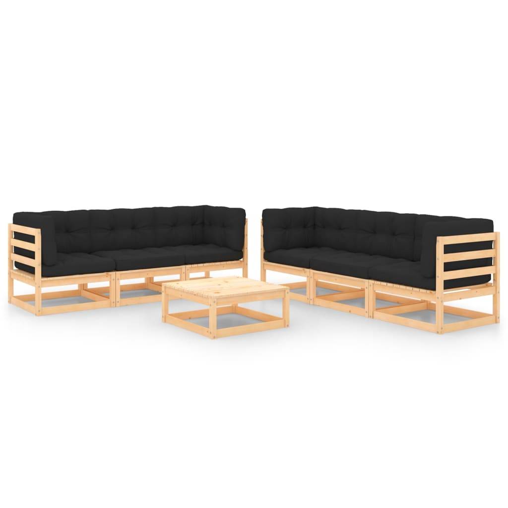 Helloshop26 - Salon de jardin meuble d'extérieur ensemble de mobilier 7 pièces avec coussins bois de pin massif - Imagen 1