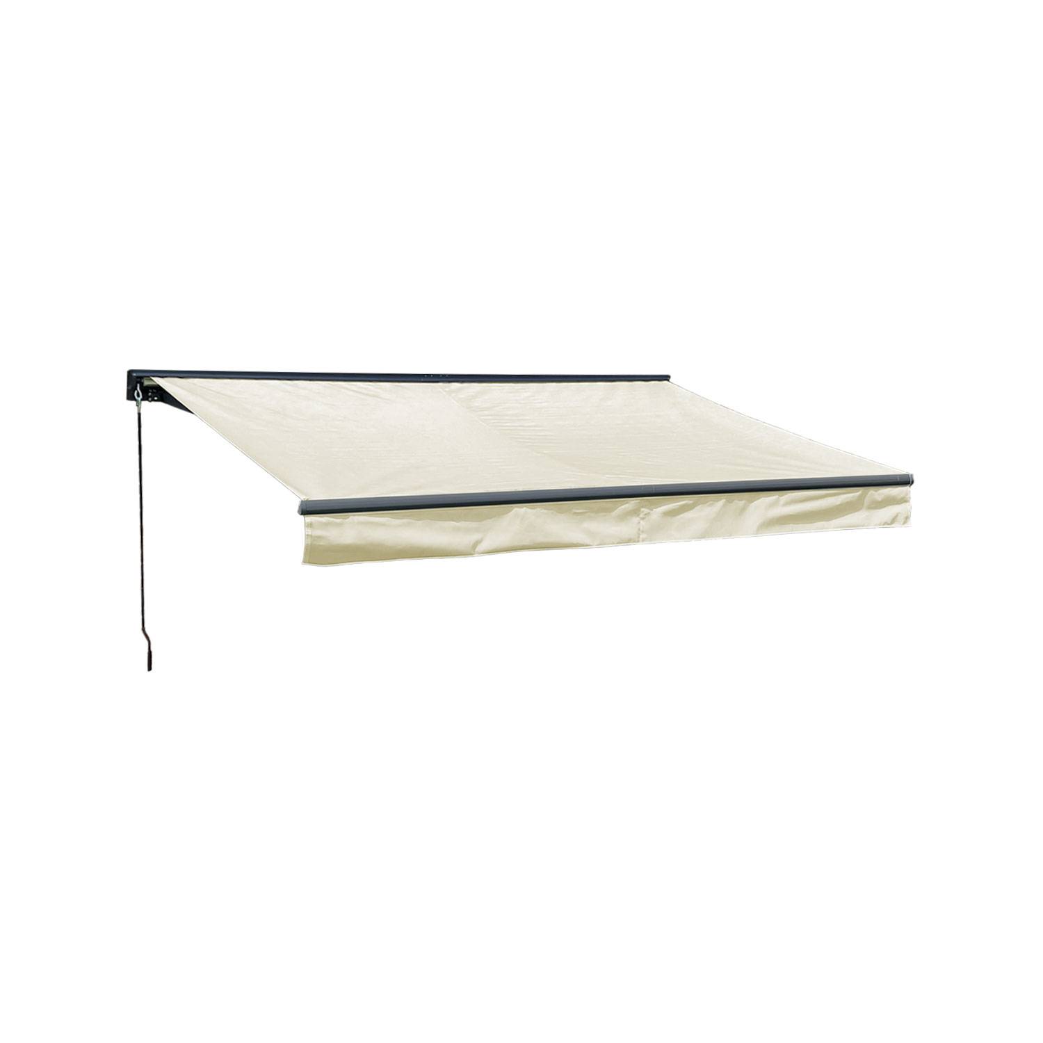 Happy Garden - Store banne SAULE 2,95 × 2,5m avec semi-coffre - Toile beige et structure grise - HAPPY GARDEN - Imagen 1