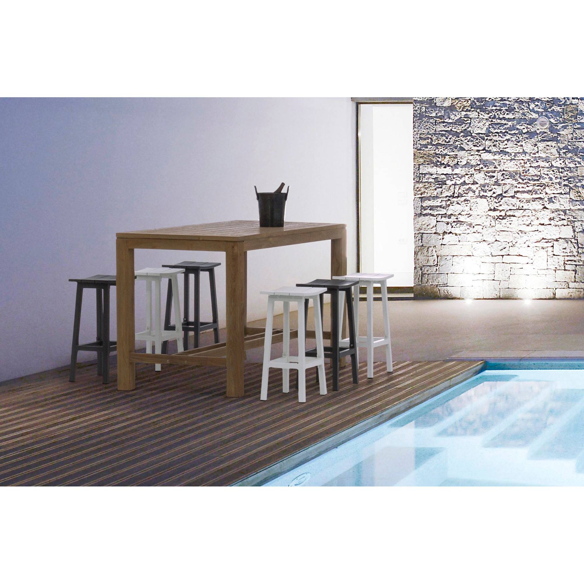 Autre - Tabouret de bar de jardin en métal blanc H71 - BAYONNE - Imagen 2