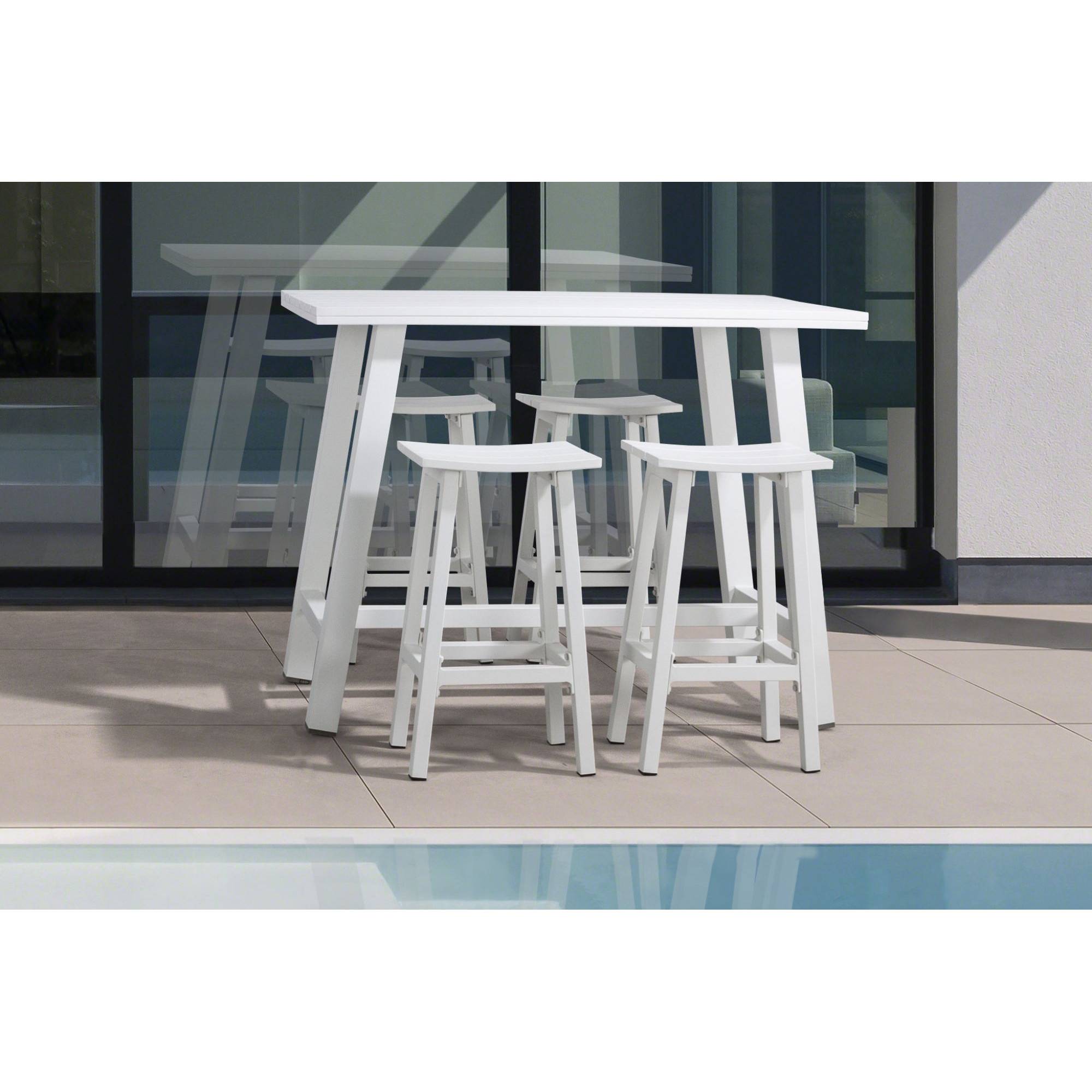 Autre - Tabouret de bar de jardin en métal blanc H71 - BAYONNE - Imagen 3