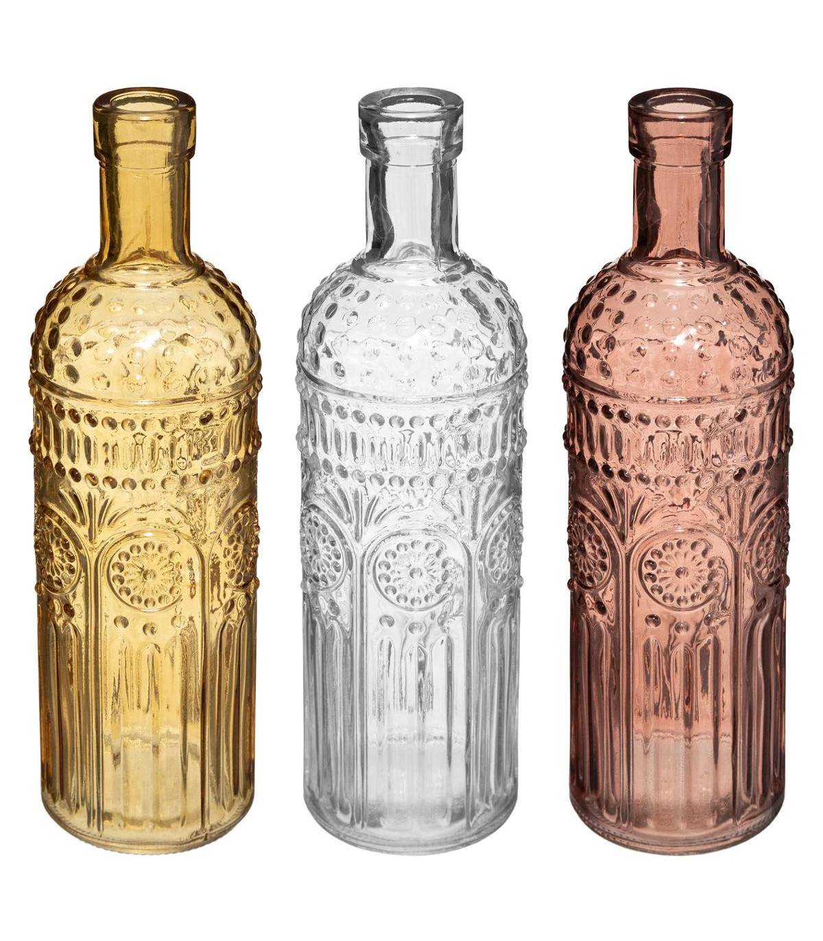 Lot de 3 Vases Bouteille en Verre coloré H 24,5 cm - Imagen 1