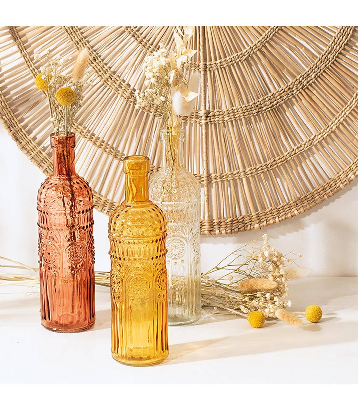 Lot de 3 Vases Bouteille en Verre coloré H 24,5 cm - Imagen 3