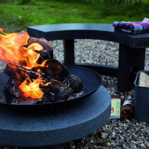 Esschert Design - Brasero vasque en fonte avec socle granit - Imagen 3