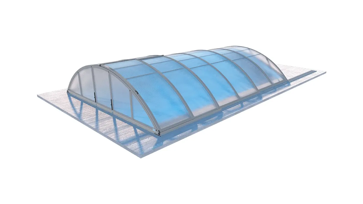 Altanka - Abri de piscine Orbit - 6,47x3,50 m - polycarbonate alvéolaire 8 mm - Couleur Ral7037 Gris - ECO103 - Imagen 1
