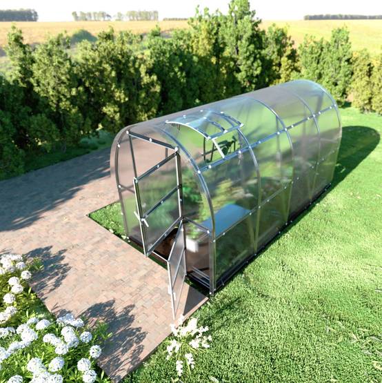 Serre KLASIKA SLIM 2 x 4 m (8 m²) , 6 mm avec revêtement en polycarbonate - Image 1