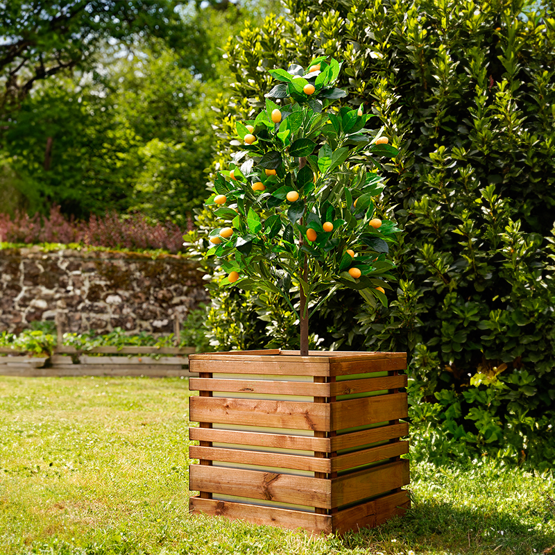 Jardipolys - Bac à fleurs LIGN Z en pin - 95 L - 50 x 50 x 50 cm - teinté marron Jardipolys - Imagen 3