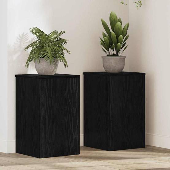 Lot de 2 Présentoirs à Plantes Cubiques Bois Texturé pour Maison et Jardin Chêne Noir 50 cm – ComfortXL Outdoor Living - Imagen 1