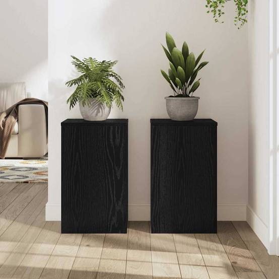 Lot de 2 Présentoirs à Plantes Cubiques Bois Texturé pour Maison et Jardin Chêne Noir 50 cm – ComfortXL Outdoor Living - Imagen 4
