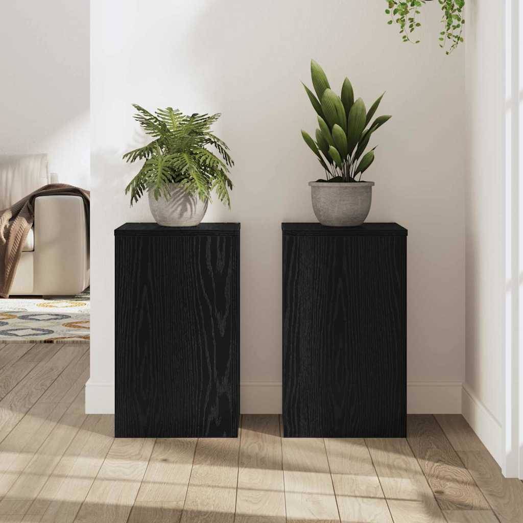 Lot de 2 Présentoirs à Plantes Cubiques Bois Texturé pour Maison et Jardin Chêne Noir 50 cm – ComfortXL Outdoor Living - Imagen 4