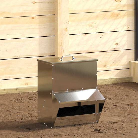 Nourrisseur Compact Acier Galvanisé Poule 2kg Argent - ComfortXL Outdoor Living - Image 1
