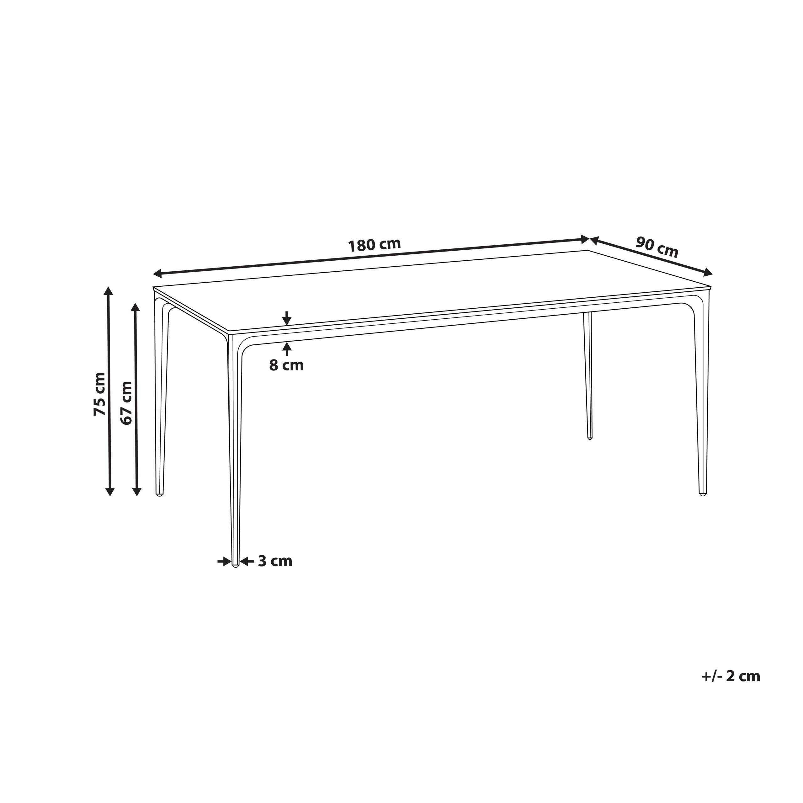Beliani - Table de repas, 8 Personnes Panneau stratifié haute pression HPL Marbre noir SOVARETO - 90x180x75- Beliani - Image 3