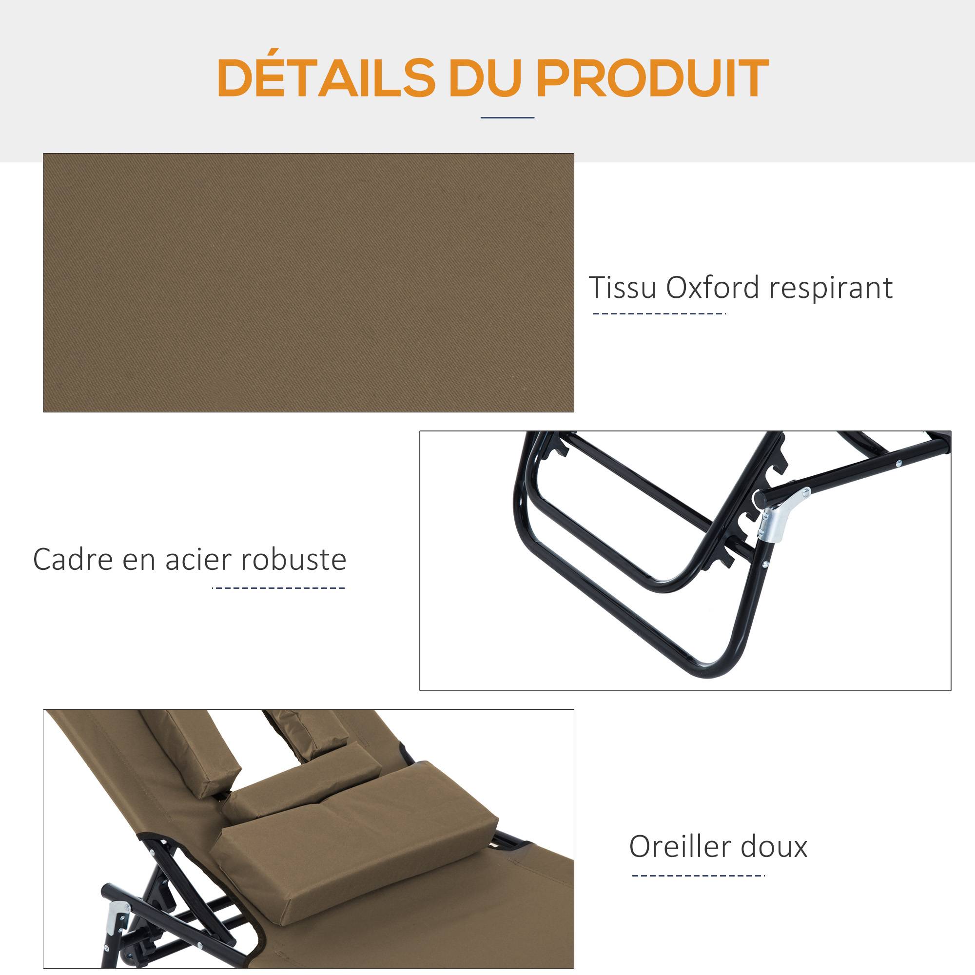 Lot de 2 chaises longues bain de soleil ajustable pliable transat - 60x75x102cm Métal Vert fr79 - Image 7