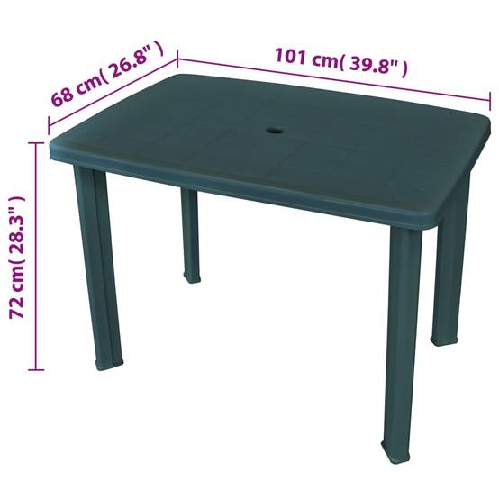 ComfortXL - Table de Jardin en Plastique Vert 101x68 cm, Idéale pour Camping et Balcon, avec Emplacement pour Parasol – ComfortXL Outdoor Living - Image 5