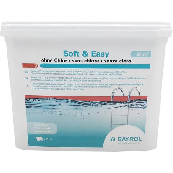 Oxygène actif multiaction Bayrol Soft & Easy sans chlore - 5,04 kg (12 sachets doubles pour 30 m3 chacun) - Image 1