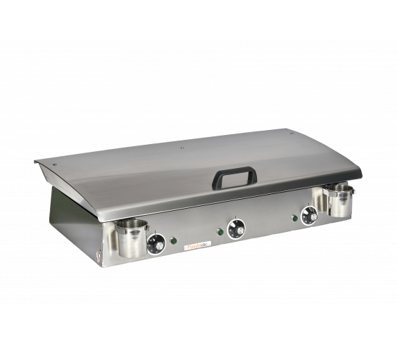 Pack comprenant une plancha électrique LUX 830 Inox avec son couvercle et 2 ustensiles - Image 2