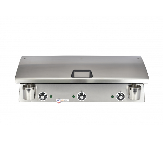Pack comprenant une plancha électrique LUX 830 Inox avec son couvercle et 2 ustensiles - Image 4